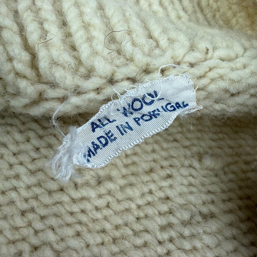 1970's cream pure natural Portuguese wool hand knit open cardigan - Picture 7 of 16